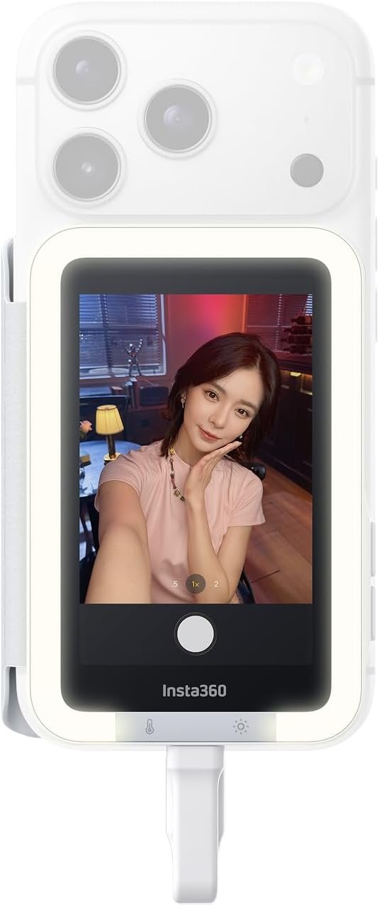 انستا360 شاشة سيلفي سناب مع اضاءة - شاشة سيلفي مغناطيسية 4K لصور السيلفي